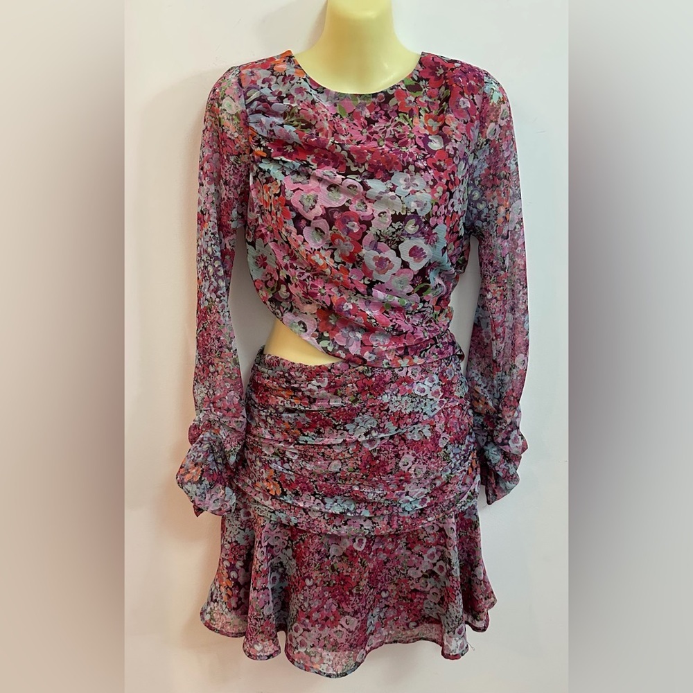 Zara Floral Long Sleeve Dress with Cutout